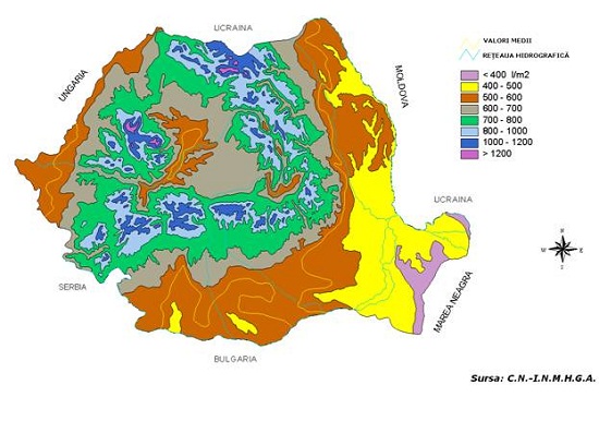 harta precipitatii Romania